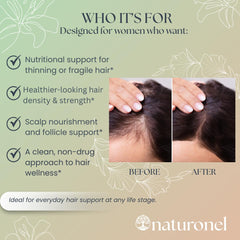 Naturonel Women's Balance capsules showcase hair, skin and nails benefits.