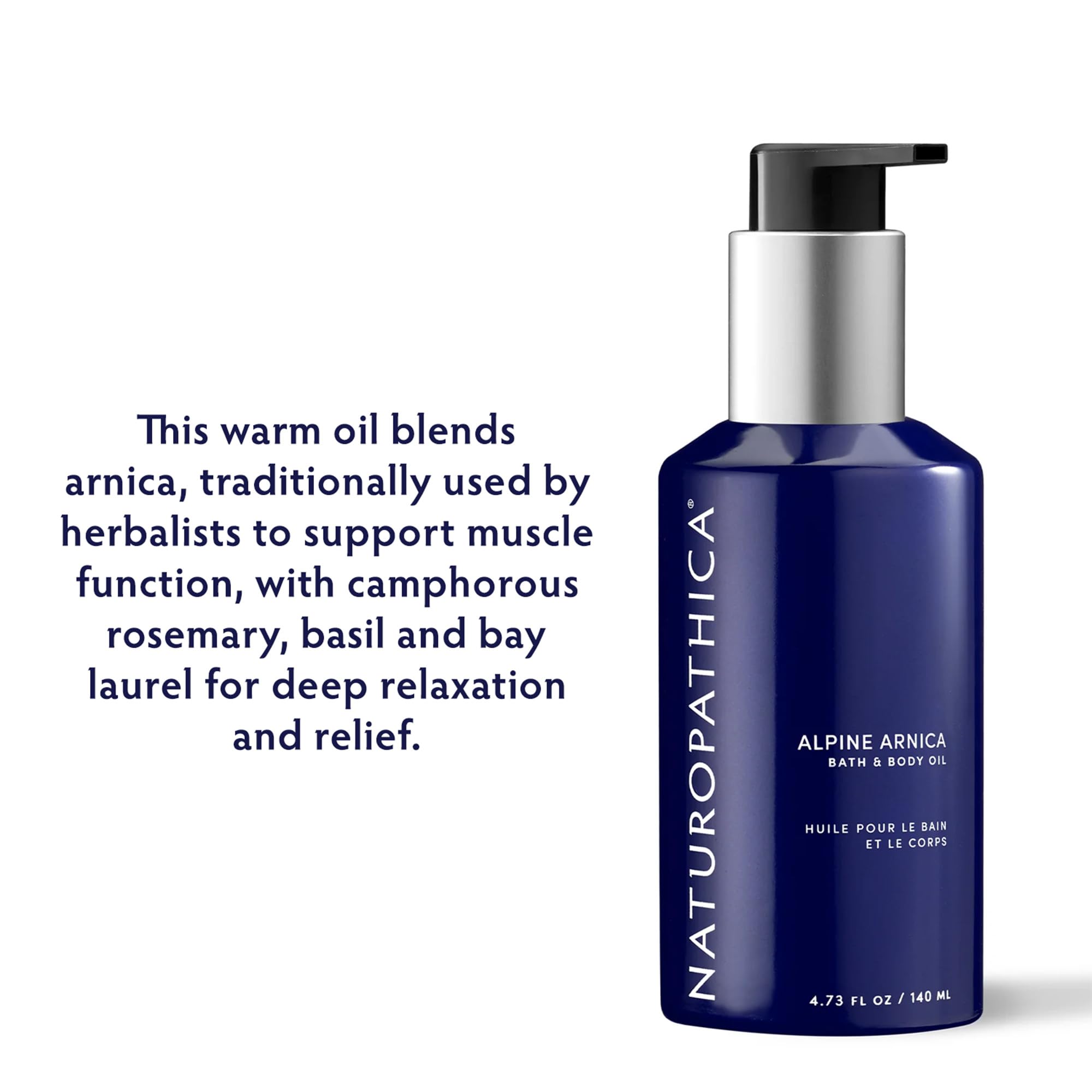 Naturopathica Alpine Arnica Bath & Body Oil in bathwater enhances calming comfort.