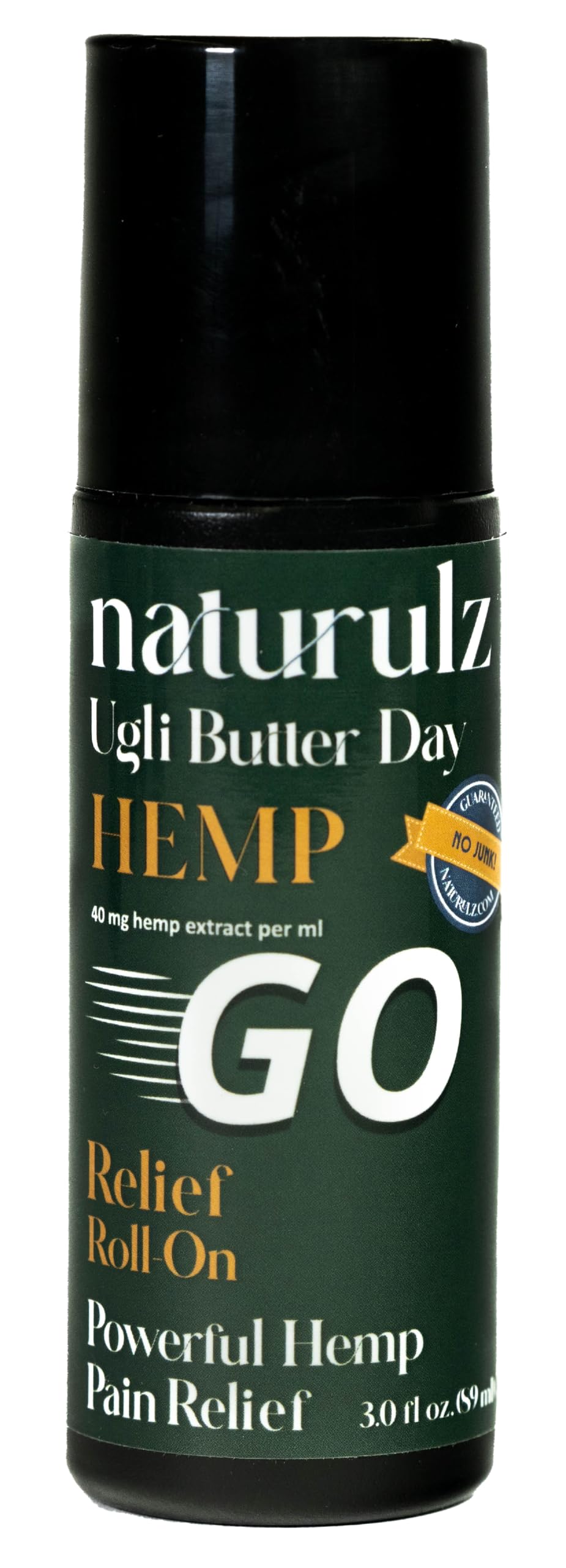 Naturulz Ugli Butter hemp roll-on bottle for on-the-go relief.