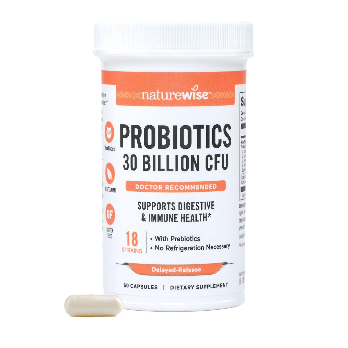 NatureWise Max Probiotics bottle on a shelf supports daily gut balance