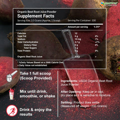 Nautical Elements Beet Powder Pour into glass highlights easy mixing for smoothies