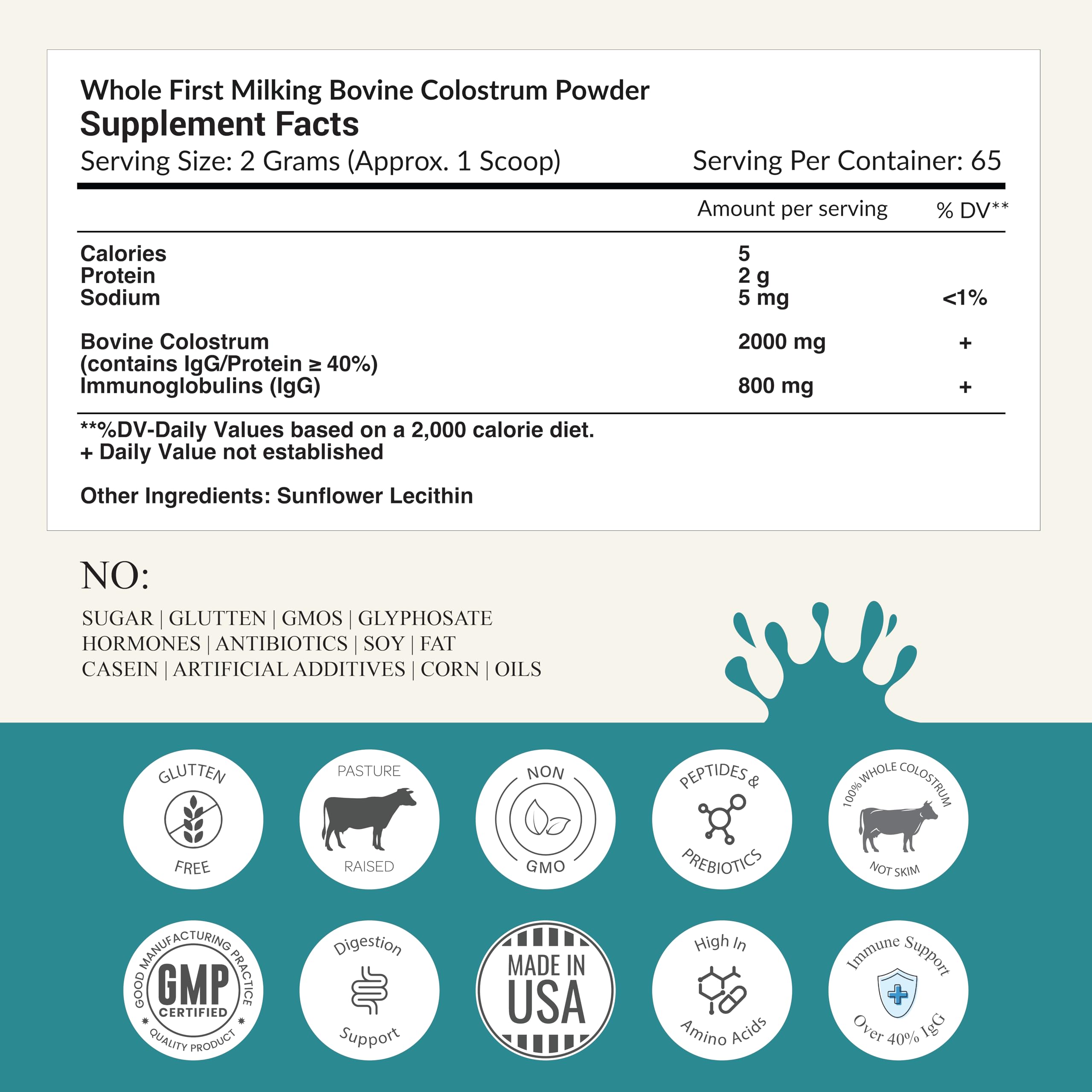 Nautical Elements IgG 40% label highlights quality and immune-support potential.
