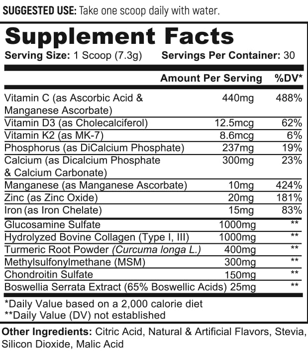 Navan Spine and Disc Osteo label ingredients highlights nutrients for bone strength.