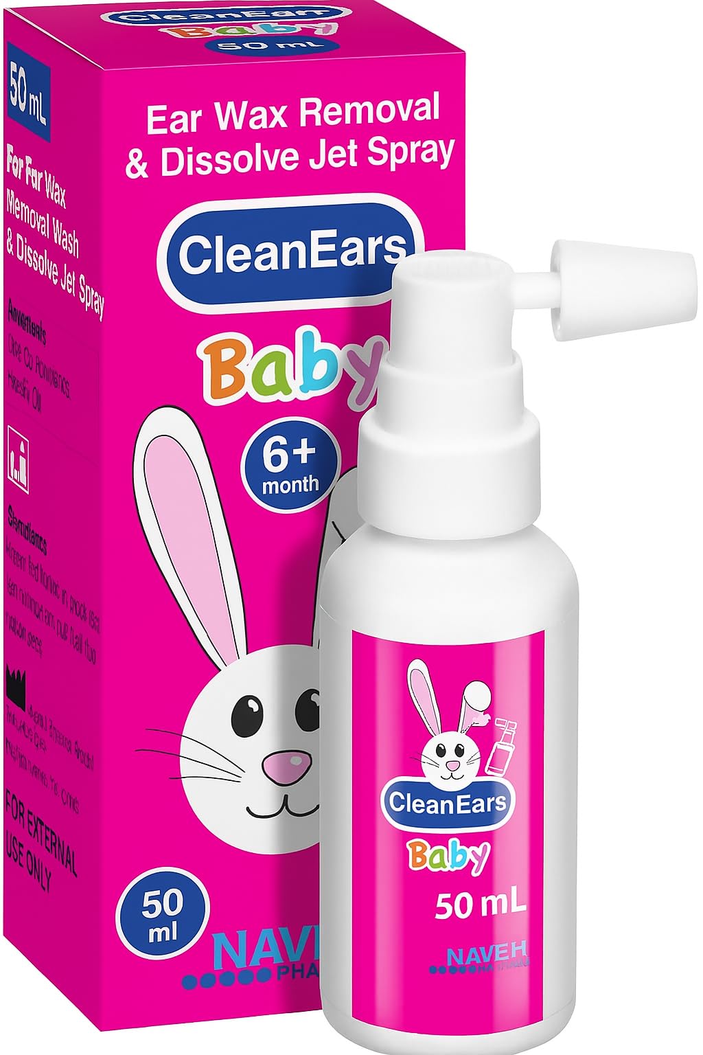 Naveh Pharma CleanEars Baby spray in action for easy, at-home ear wax management.