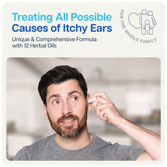 NAVEH PHARMA Itchy Ears Remedy jet-spray in action for effective ear cleaning.
