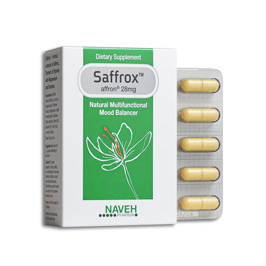 NAVEH PHARMA Saffrox bottle for mood support and calm.