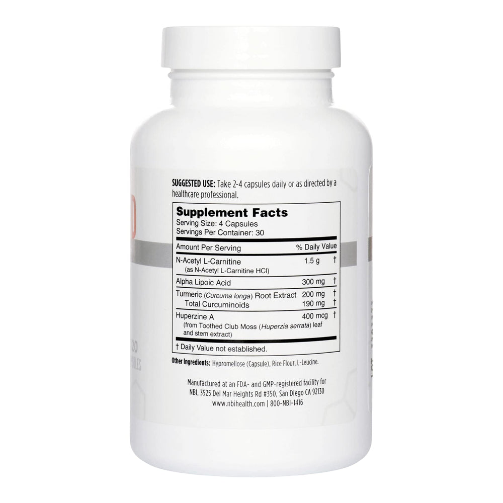 NBI Brain Blend capsules on white surface ready for daily cognitive support