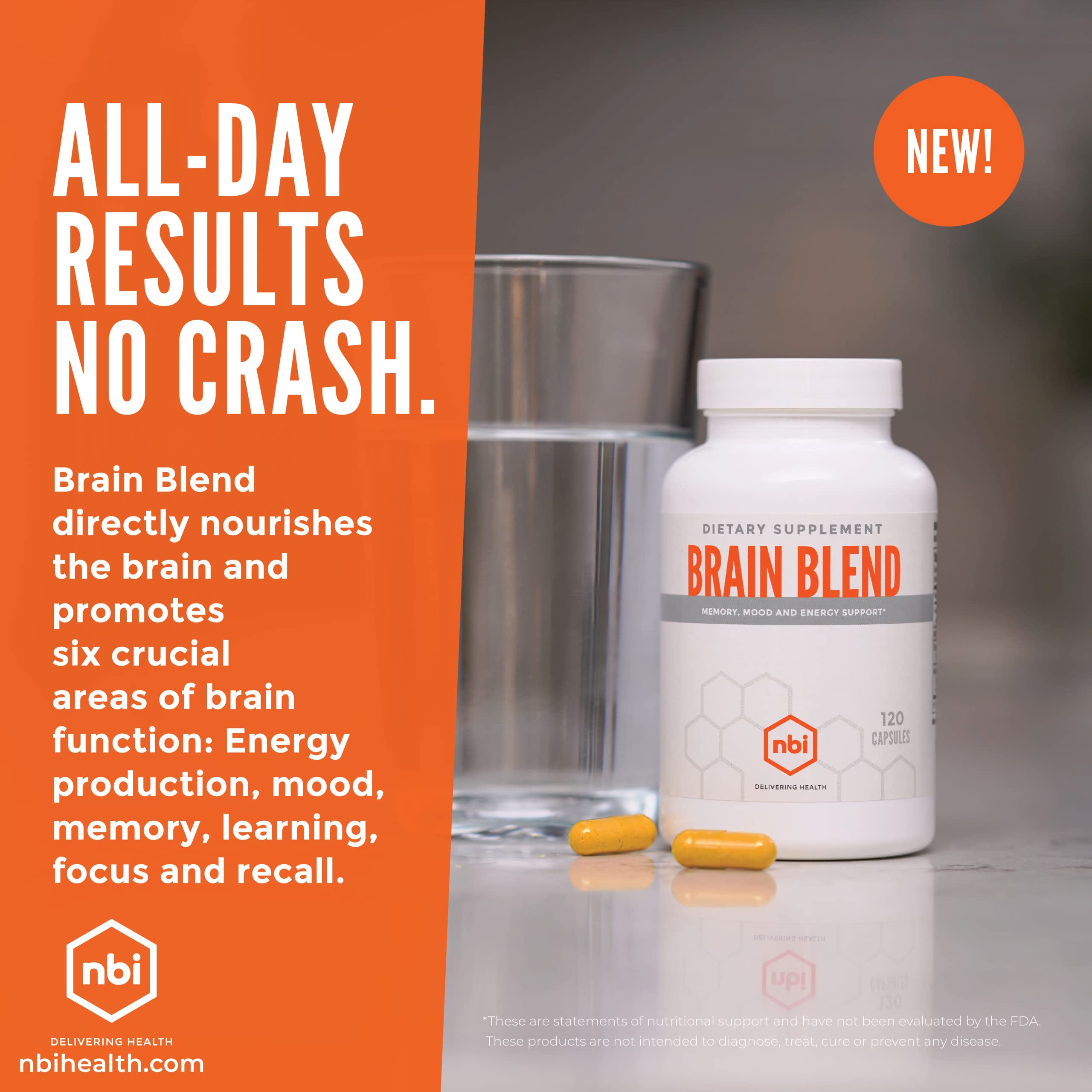 Turmeric powder highlight inside NBI Brain Blend formulation for natural support