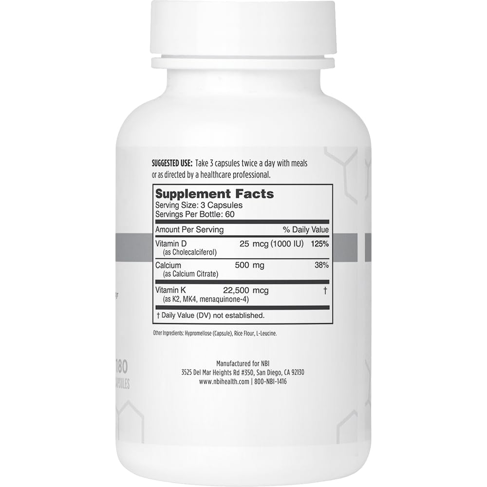 NBI Osteo-K capsules close-up highlight easy-to-swallow veggie capsules for everyday use.