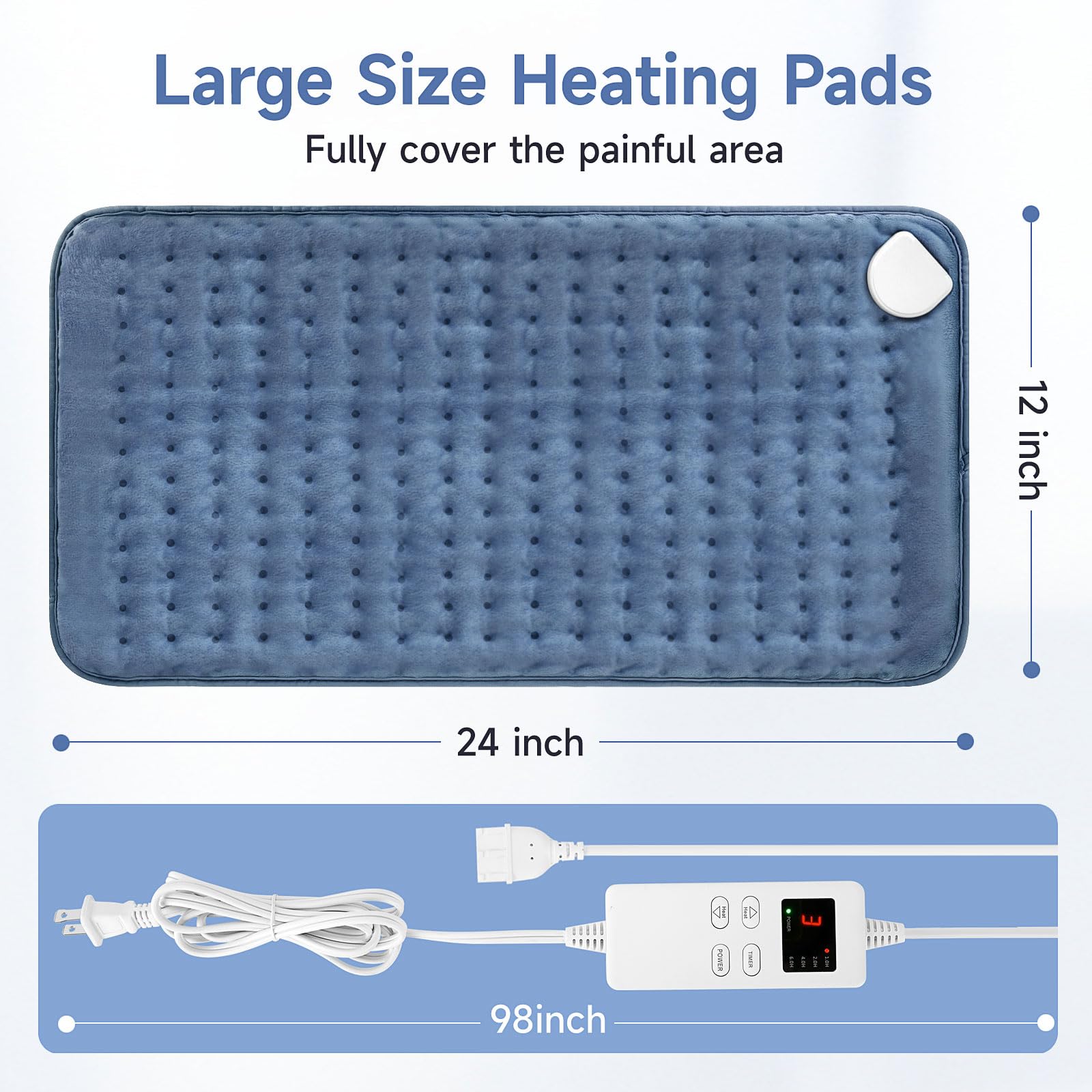 NBKLS large 12x24-inch pad covers back, neck, and shoulders for comprehensive warmth