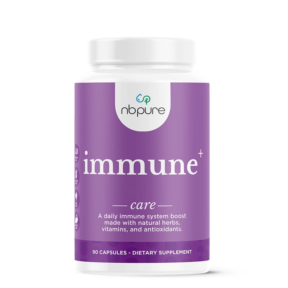 nbpure Immune+ daily immune bottle showing plant-based formula for everyday support