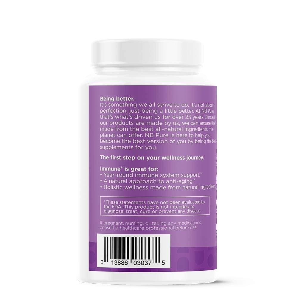 nbpure Immune+ packaging-display highlights product in a clean, informative packaging design