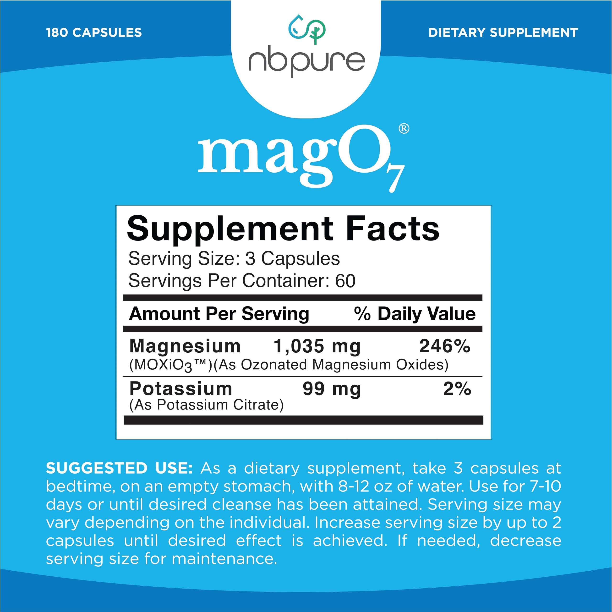 nbpure MagO7 180 capsules pack displayed with clear labeling.