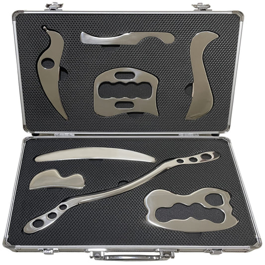 NCCYOOT Gua Sha Set in stainless steel offers a durable, smooth surface for massage.