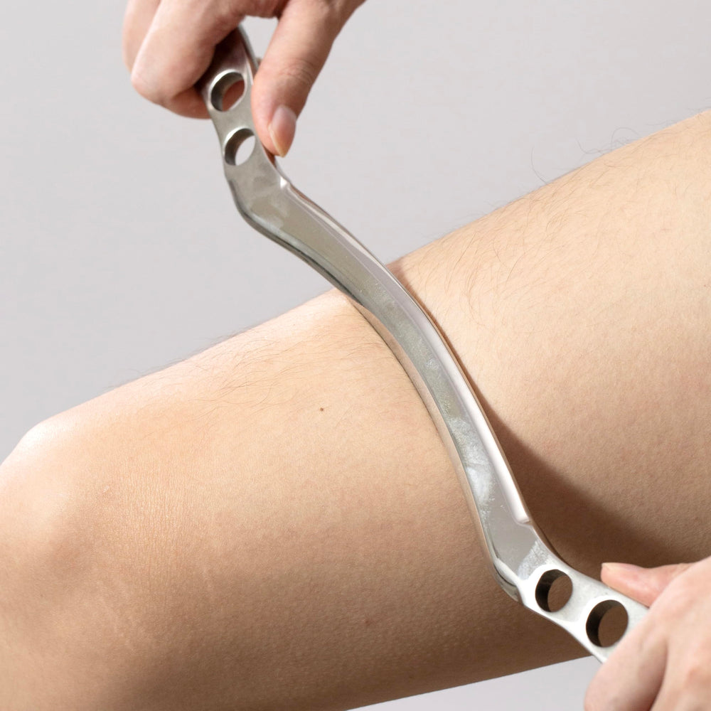 NCCYOOT Gua Sha straight-edge tool for precise neck and shoulder relief.
