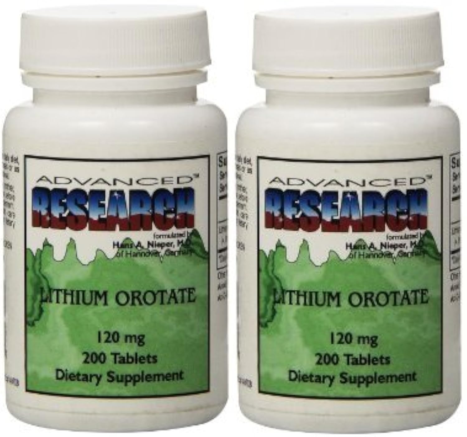 NCI Advanced Research Dr Hans Nieper lithium orotate tablets bottle for mood support and cognitive function