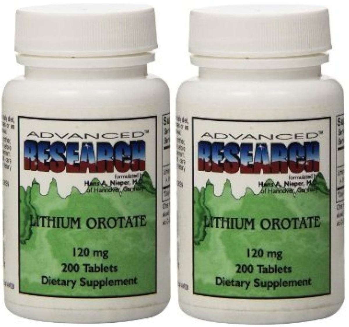 NCI Advanced Research Dr Hans Nieper lithium orotate tablets bottle for mood support and cognitive function