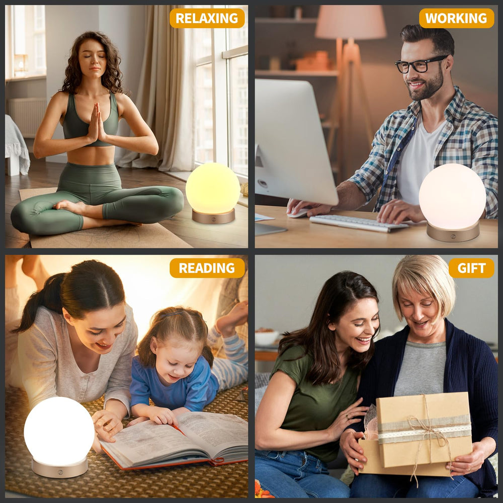 NDAN Light Therapy Lamp displaying three color temperatures for tailored ambience