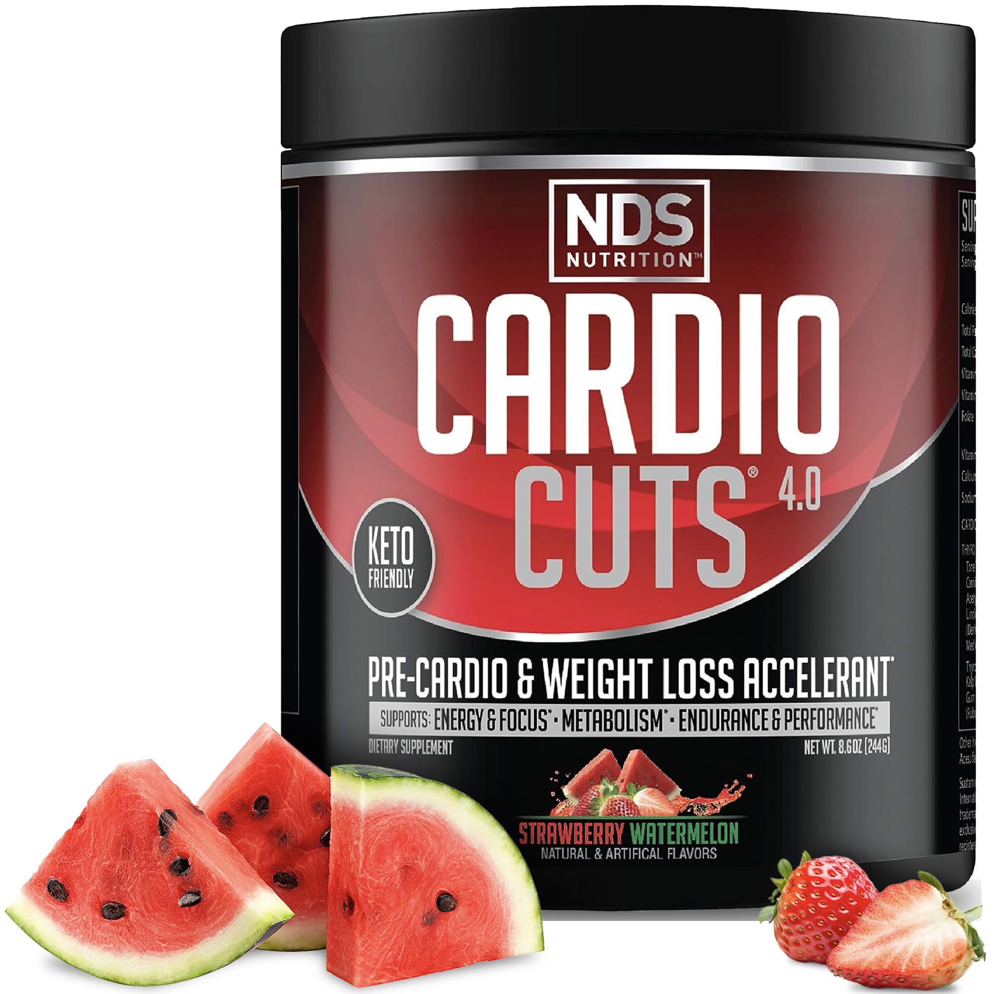 NDS Nutrition Cardio Cuts 4.0 tub front for pre-workout energy and focus.