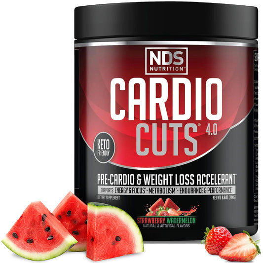 NDS Nutrition Cardio Cuts 4.0 tub front for pre-workout energy and focus.