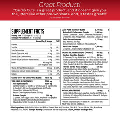NDS Cardio Cuts Miami Sunrise tub label highlights L-Carnitine and MCTs for fat-support