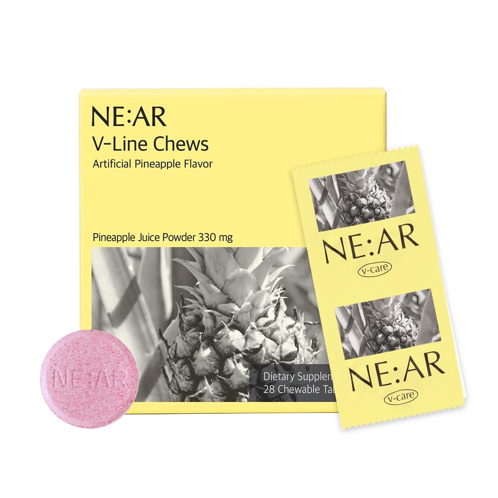 NE:AR V-Line Chews pineapple bottle for convenient puffiness support