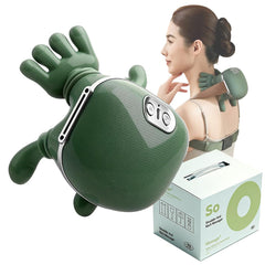 Neck Massager with Heat showing palm-like kneading on neck for tension relief