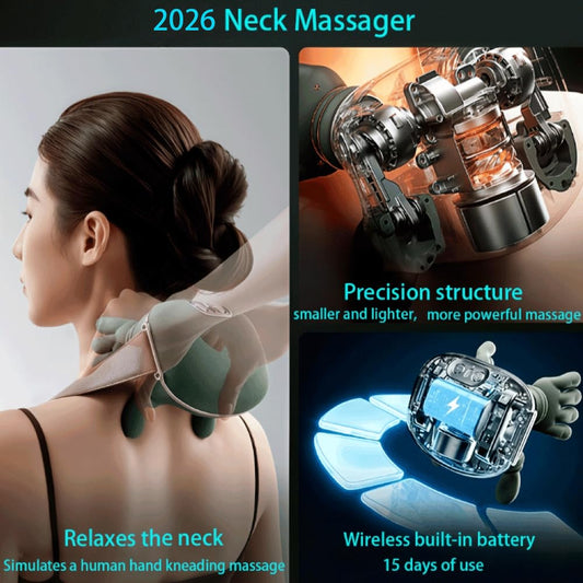 Shoulder massage area focus relieves tense trapezius with the neck massager.