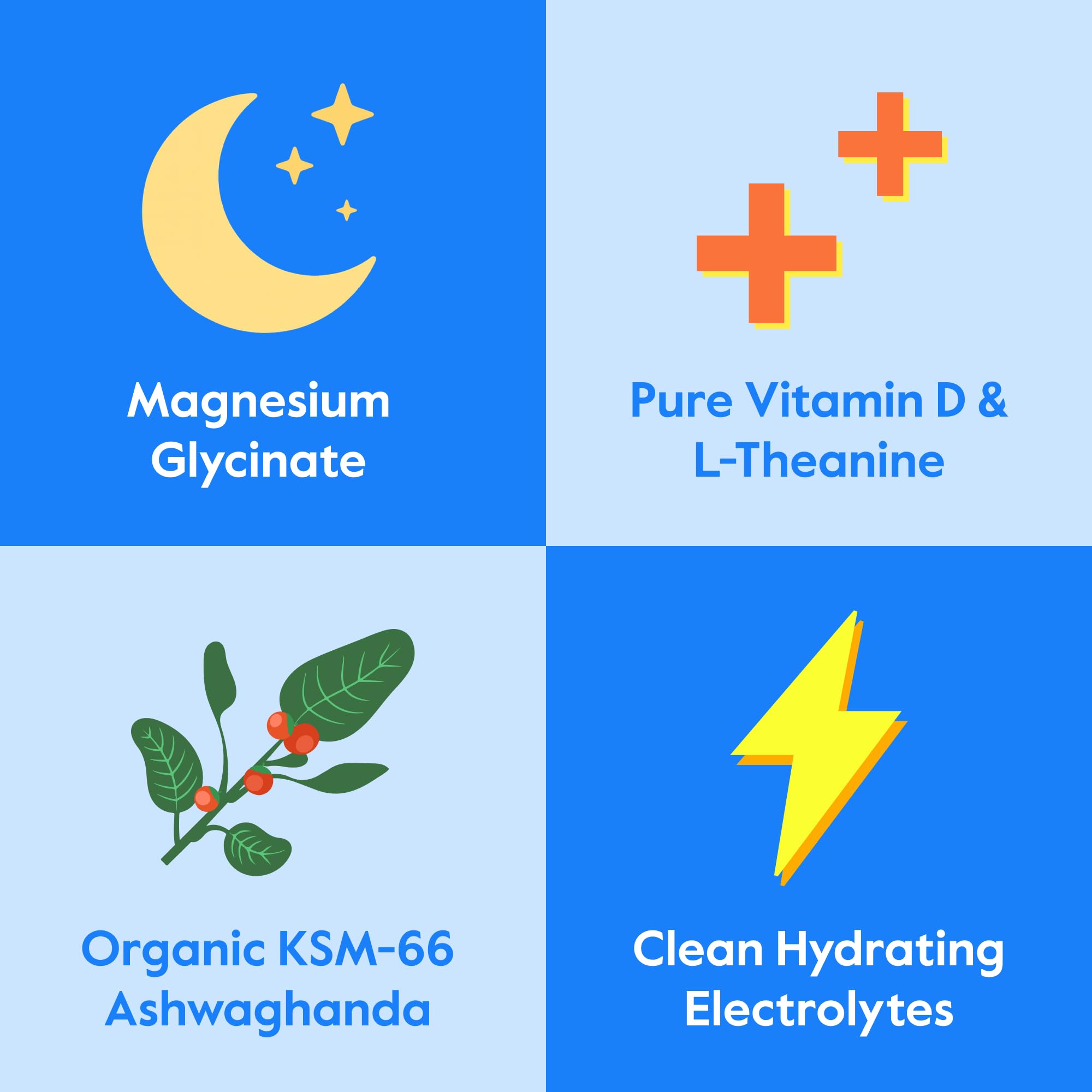 Nectar Calm ingredients panel highlights magnesium, ashwagandha, and L-Theanine