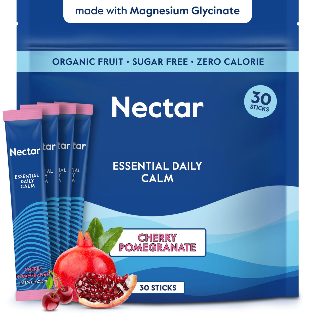 Nectar Calm magnesium drink mix serving illustrating calm mood support in a glass