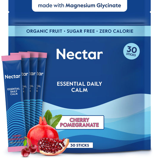 Nectar Calm magnesium drink mix serving illustrating calm mood support in a glass