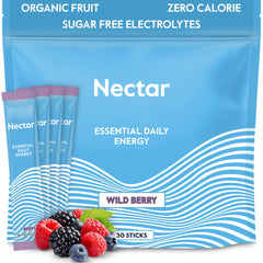 Nectar Energy Booster berry powder packet ready to mix for a refreshing energy boost