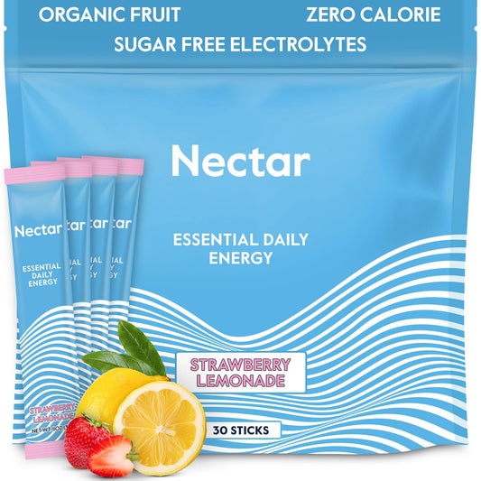 Nectar Energy Booster strawberry lemonade packet ready to mix for clean energy