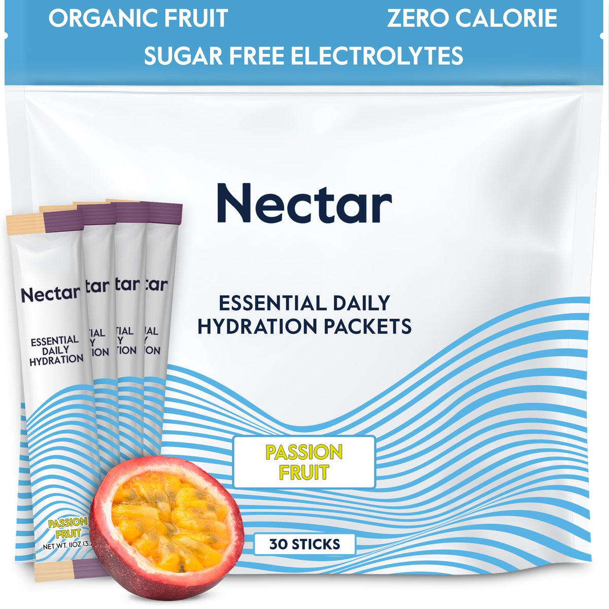 Nectar Hydration Packets Passion Fruit packaging for convenient daily hydration