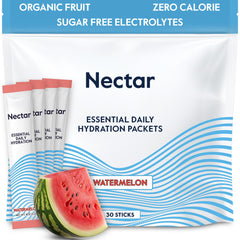 Nectar Hydration Packets Watermelon front view; zero-calorie electrolytes for daily hydration support.
