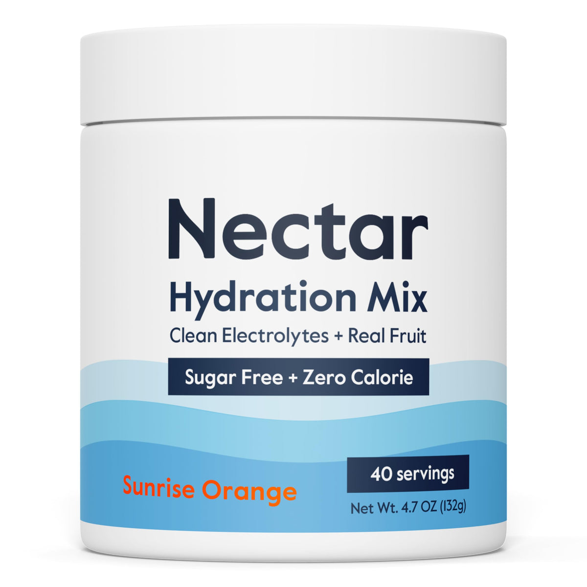 Nectar sugar-free electrolytes orange tub front view highlighting zero-calorie hydration.