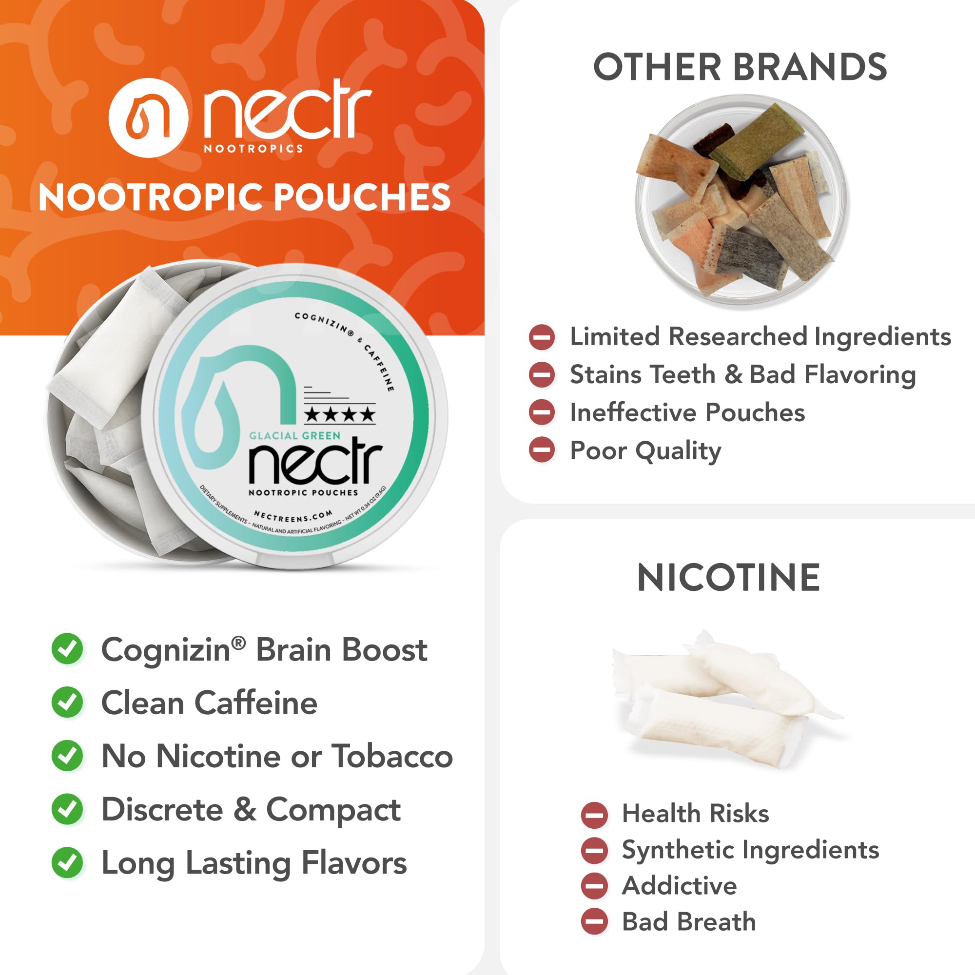 Multiple pouches ready to energize focus without sugar or nicotine