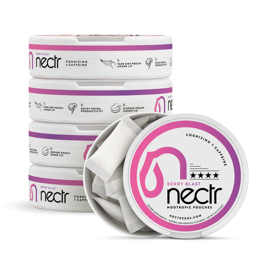 Nectr Berry Blast pack front view showing sugar-free energy option