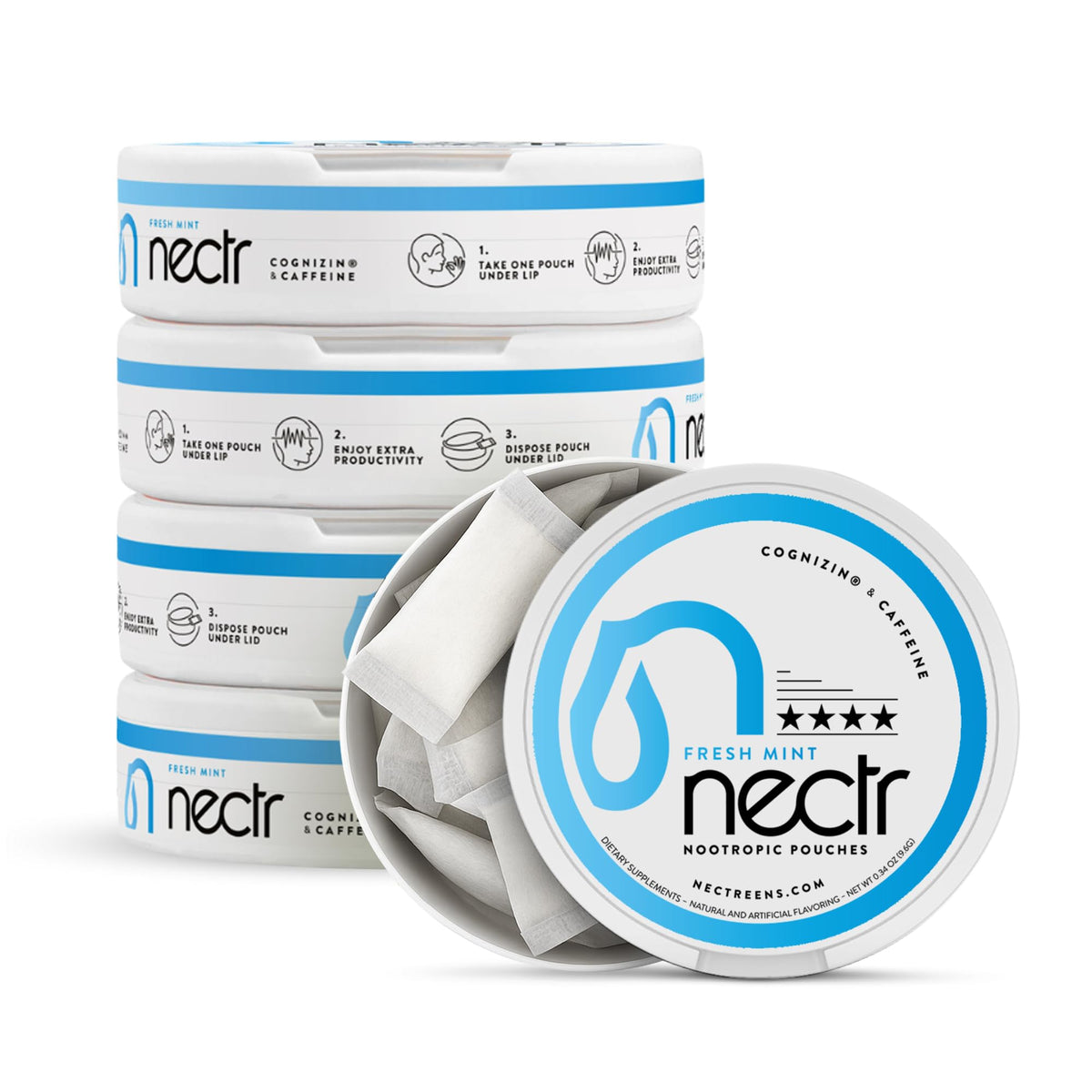 Nectr Energy Nootropic pouch pack showcasing mint flavor for focused energy