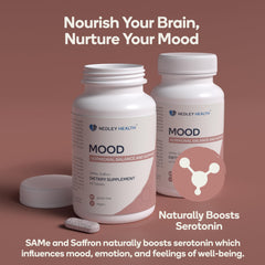Nedley Health Mood bottle side with dosage information for consistent use.
