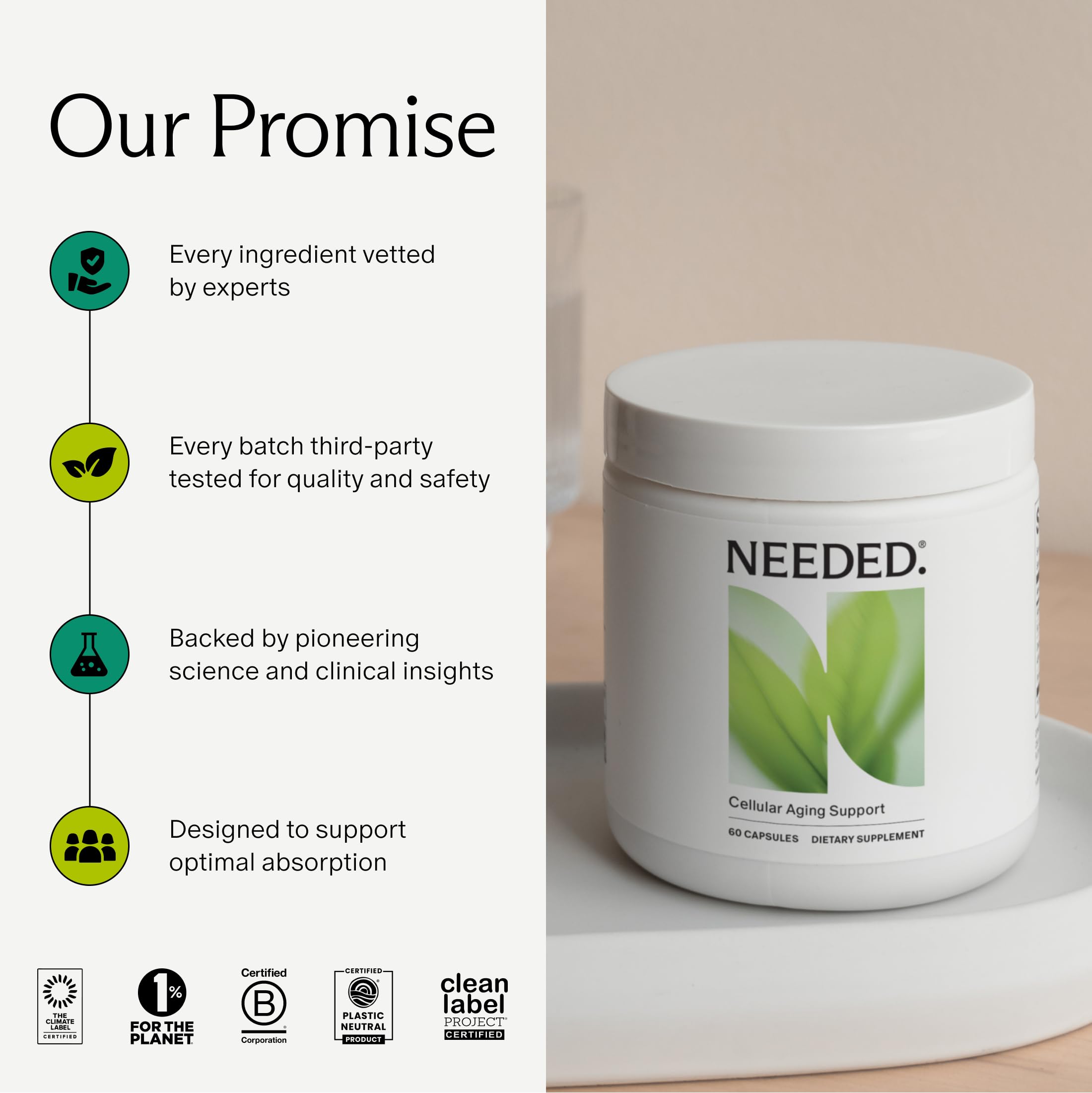 Needed Cellular Aging Support third-party seal signals quality and trust.