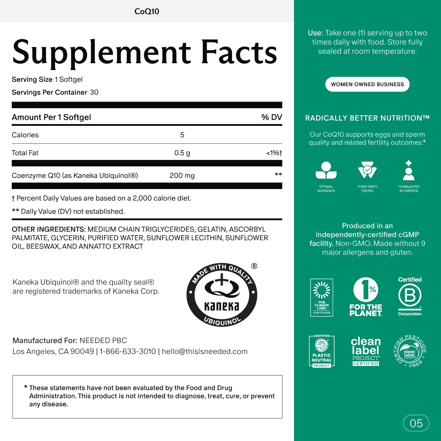 Needed CoQ10 200mg softgel pour shows easy daily dosing.
