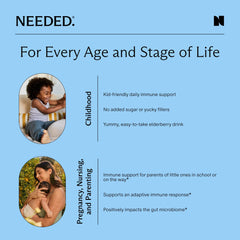 Needed Immune Support kids serving illustration suggests family-friendly dosing