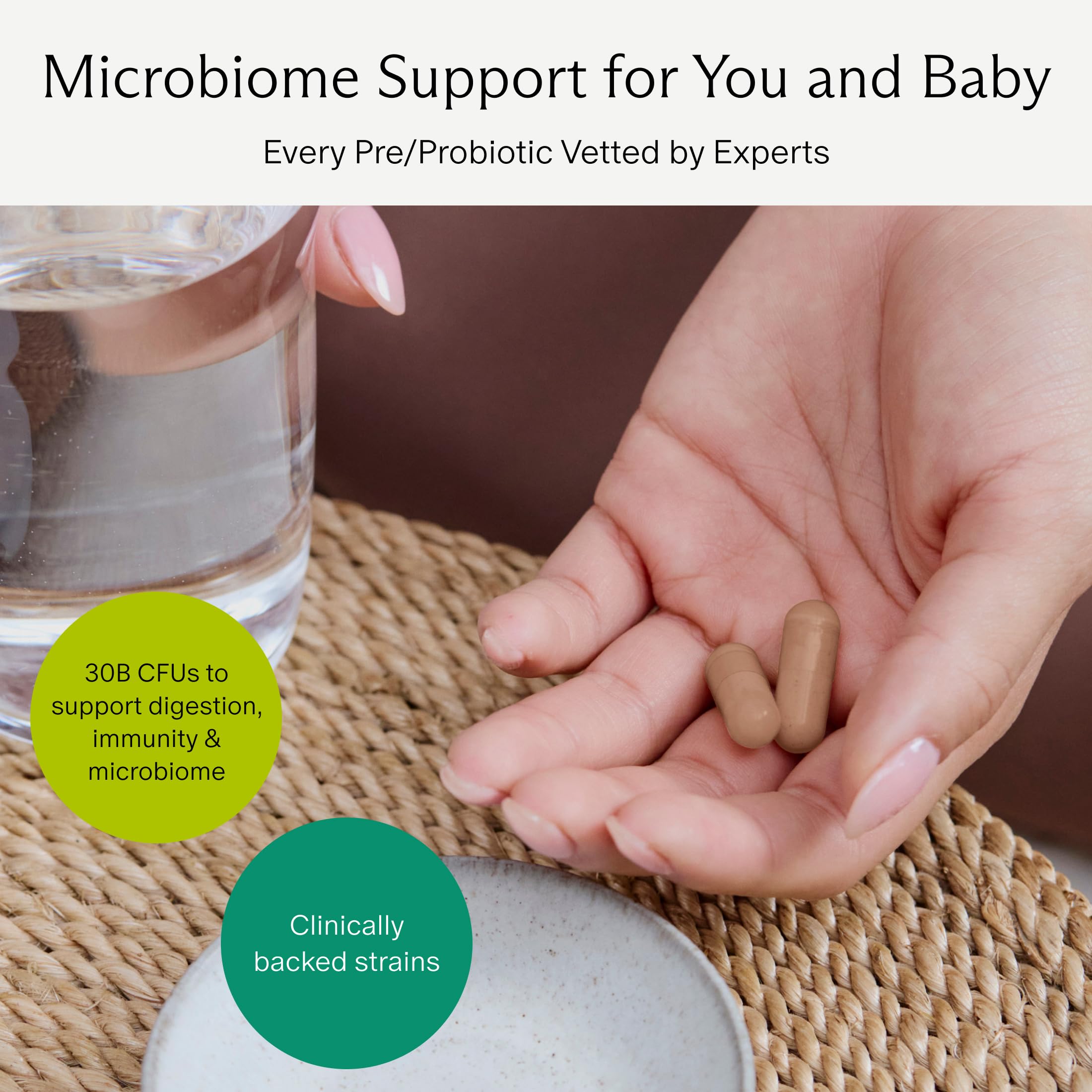 Needed mother baby microbiome balance capsules promoting healthy gut and skin