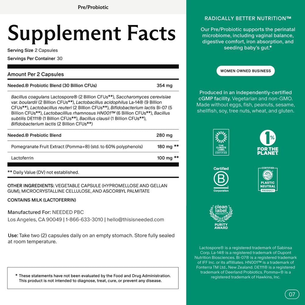 Needed pregnancy and breastfeeding support capsules for prenatal gut balance