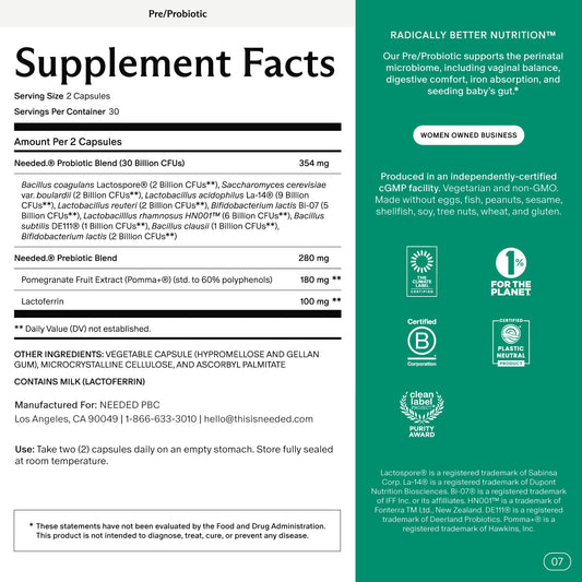 Needed pregnancy and breastfeeding support capsules for prenatal gut balance