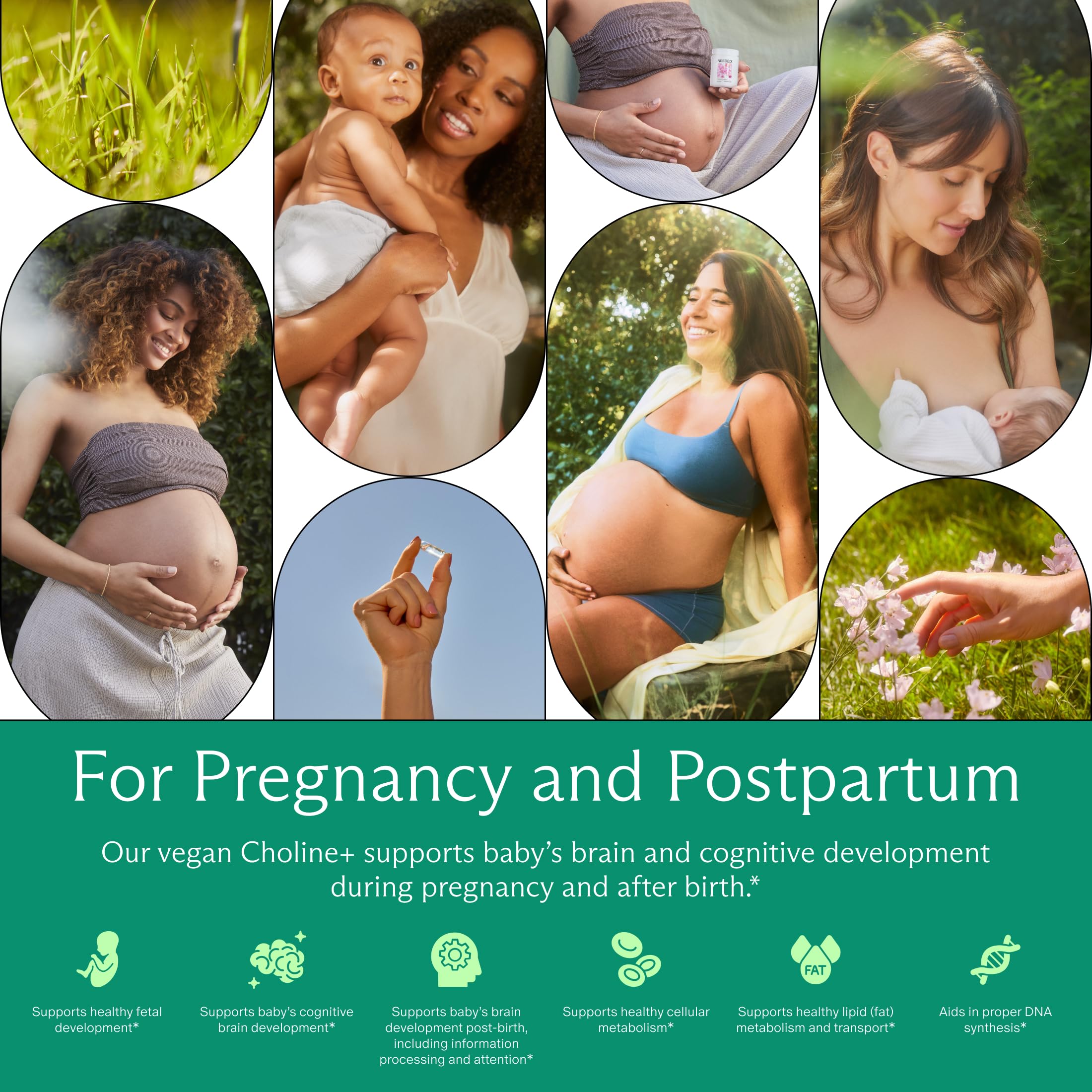 Mother-to-be using Needed Prenatal Choline during morning routine for prenatal support.