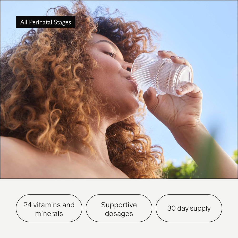 Needed Prenatal nutrition label close-up communicates 26 nutrient blend and dosing guidance.