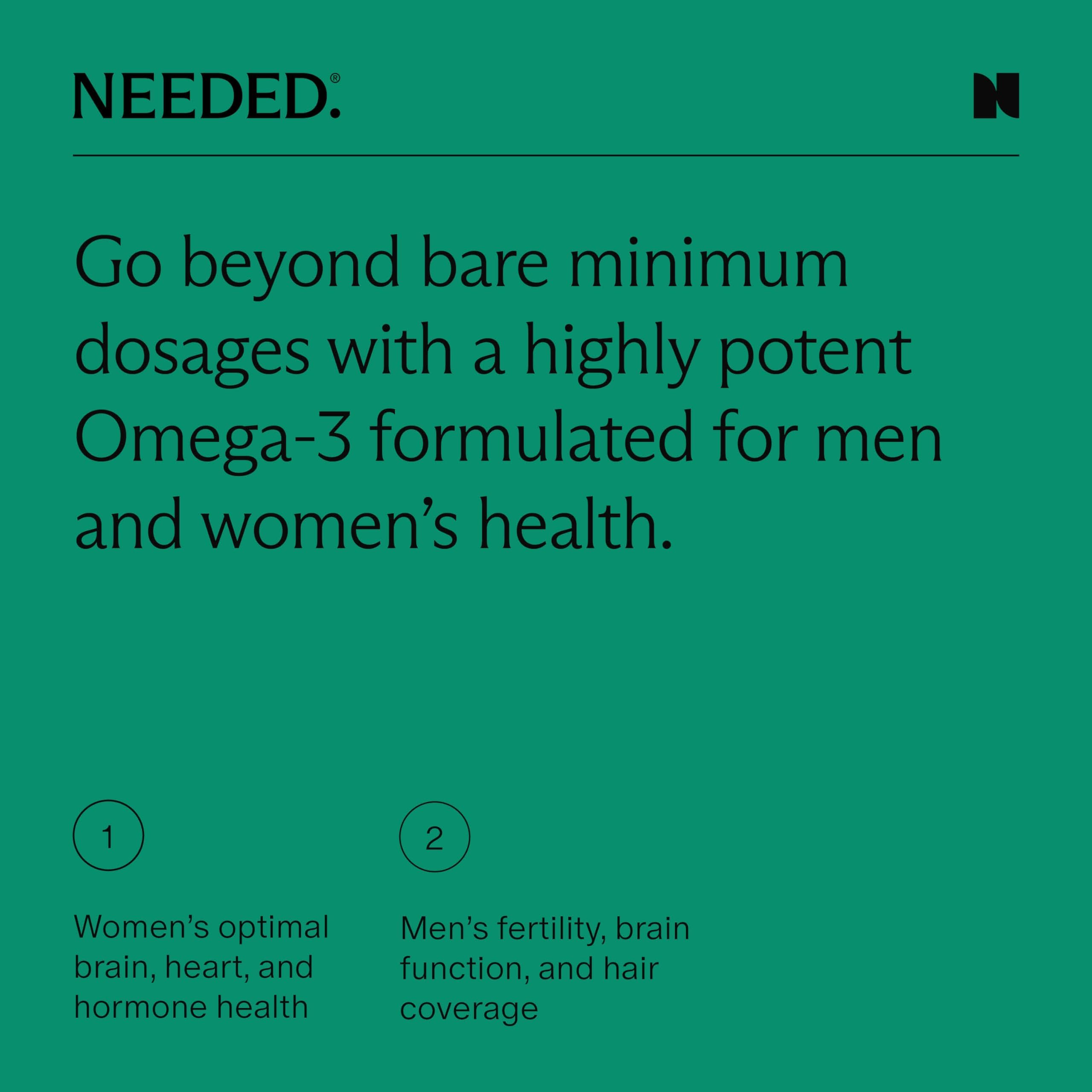 Needed Prenatal Omega-3 softgels offer gelatin-free convenience with low aftertaste