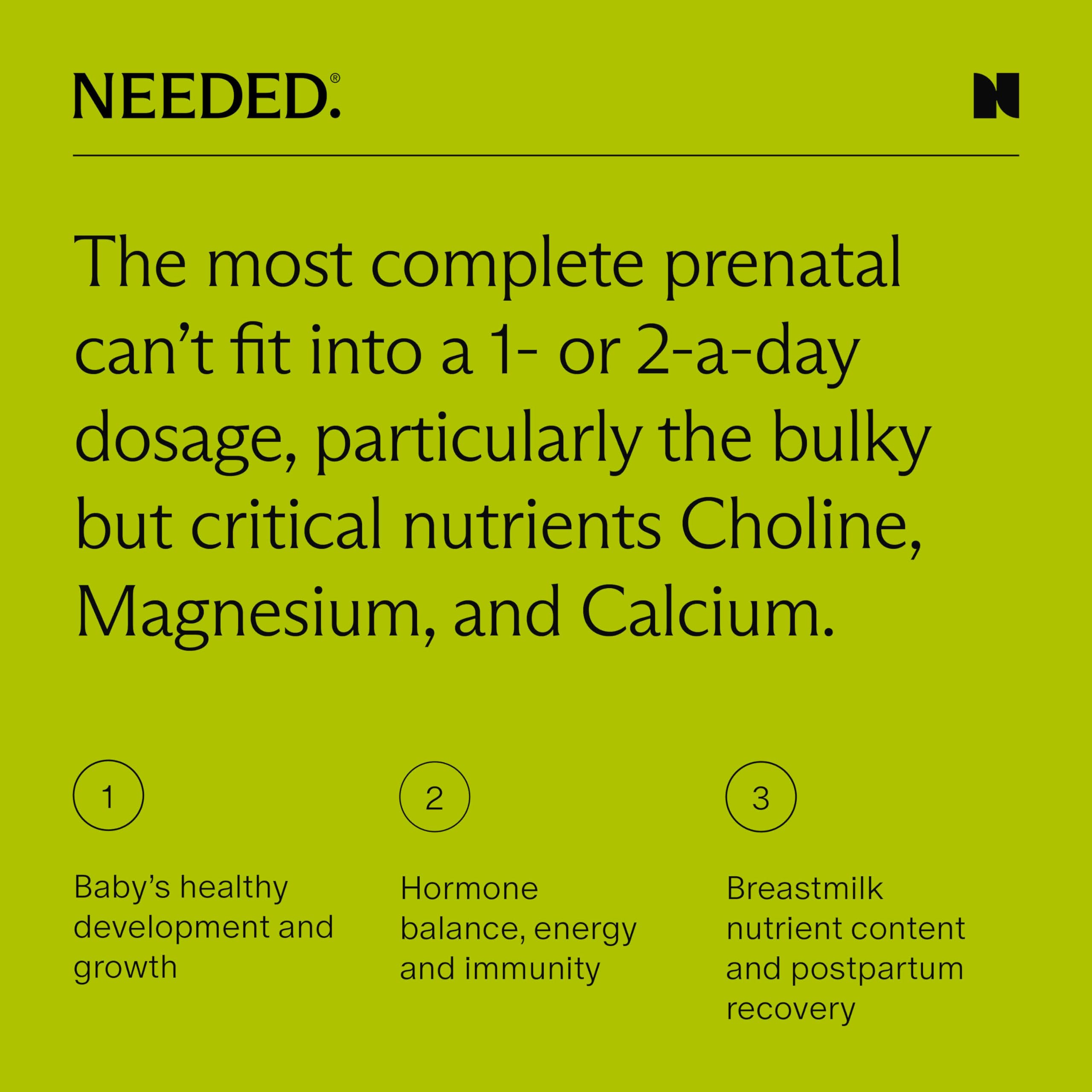 Needed Prenatal US facility badge implies certified production standards.
